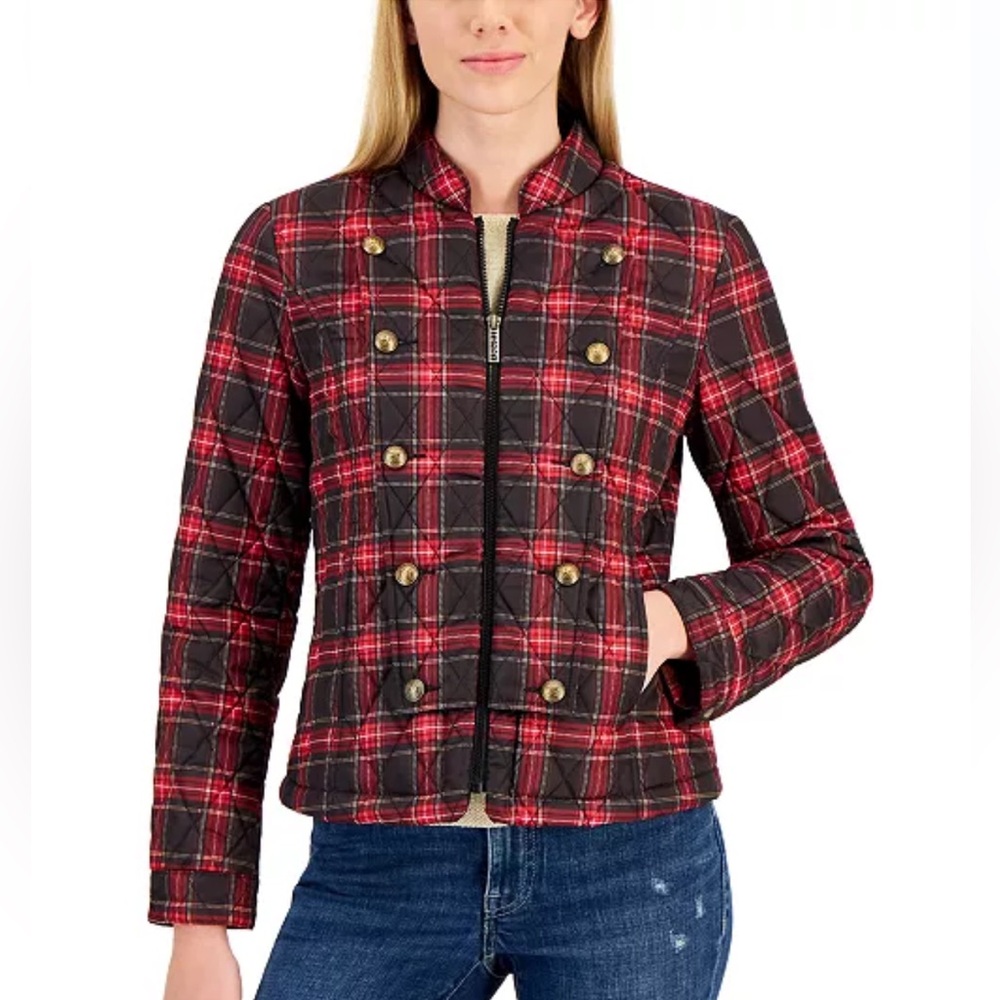 Tommy Hilfiger
Women Quilted Mandarin-Collar Coat Plaid Double-Breasted jacket S